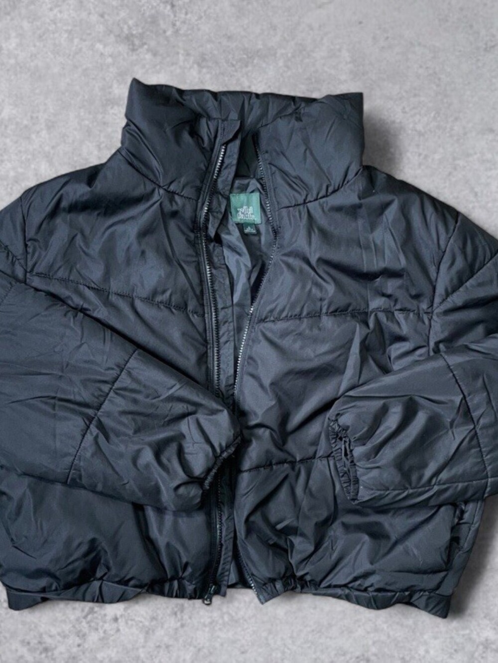 Wild Fable Black Puffer Jacket XL Quilted Full Zip High Neck Winter Coat Used